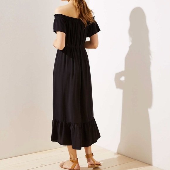 LOFT Off The Shoulder Button Down Midi Dress - Picture 3 of 9